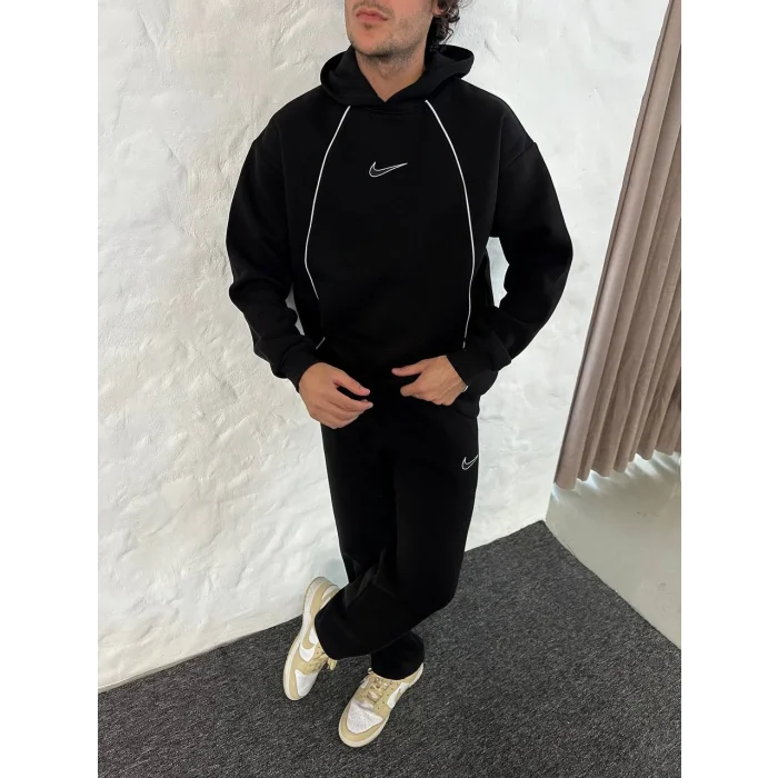 Siyah NK Biyeli Oversize Eşofman Takımı