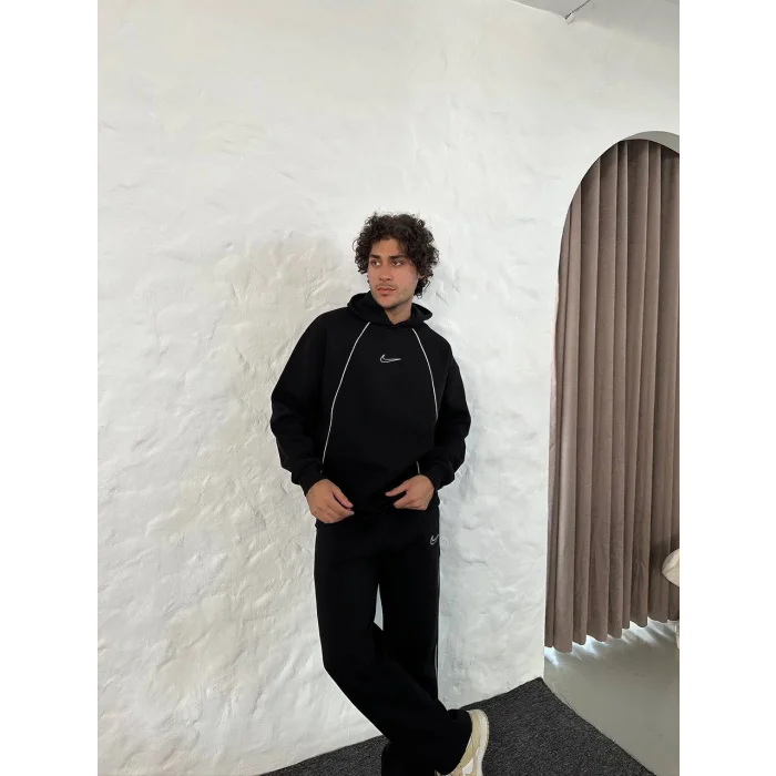 Siyah NK Biyeli Oversize Eşofman Takımı