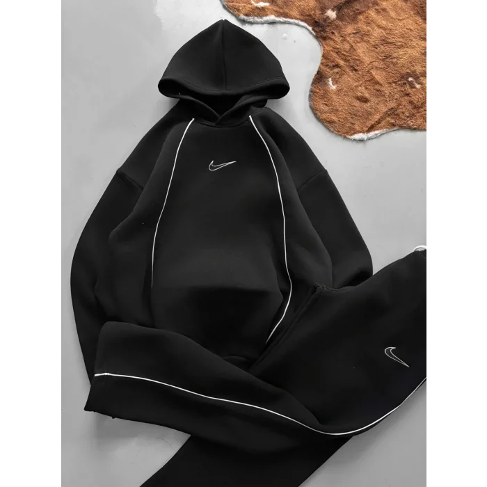 Siyah NK Biyeli Oversize Eşofman Takımı