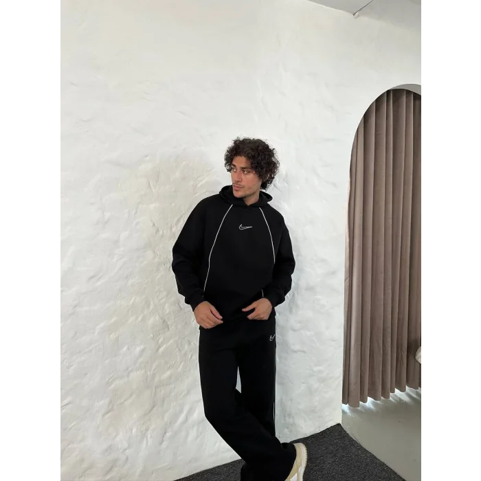 Siyah NK Biyeli Oversize Eşofman Takımı