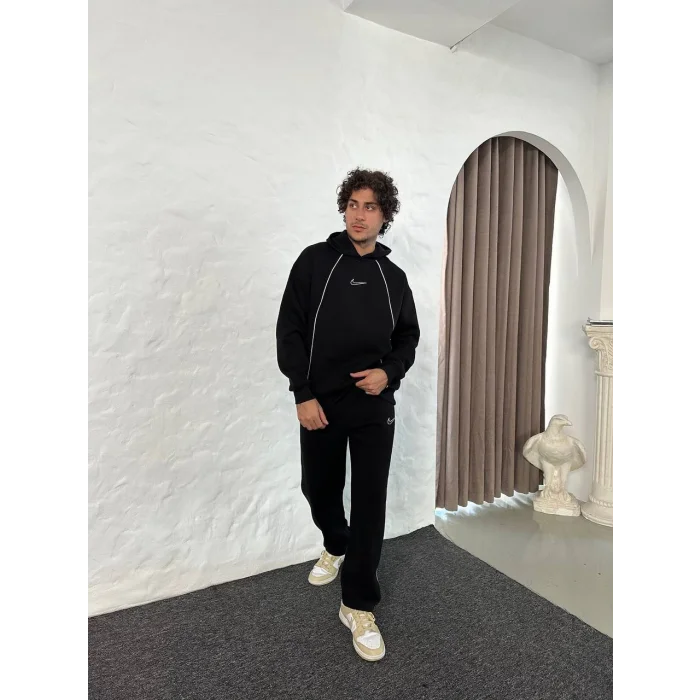 Siyah NK Biyeli Oversize Eşofman Takımı