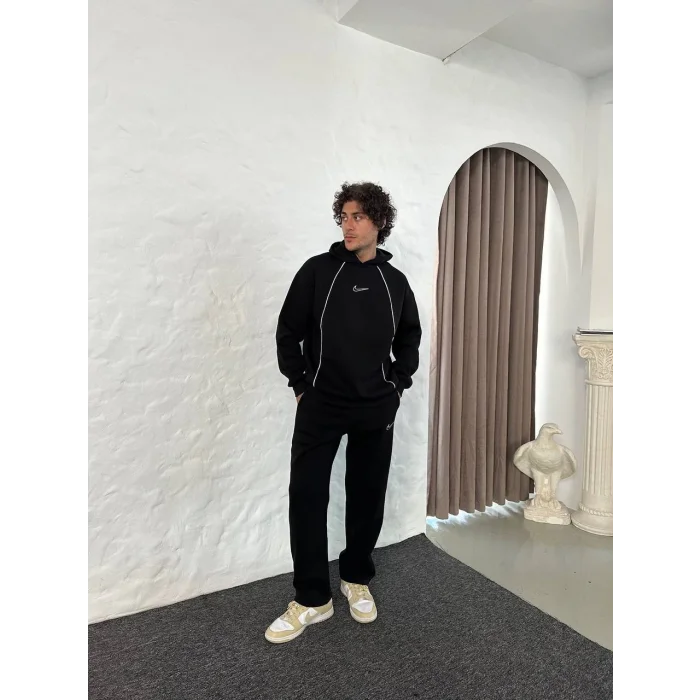 Siyah NK Biyeli Oversize Eşofman Takımı