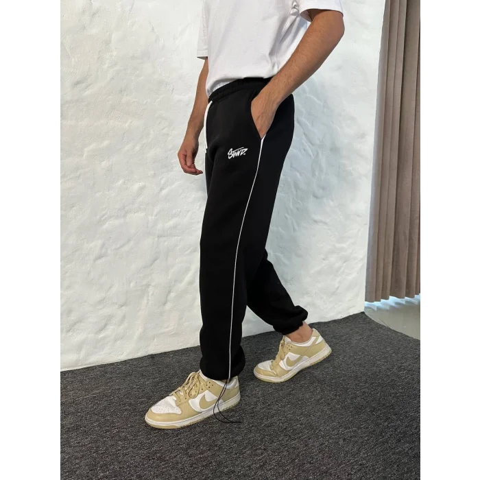 Siyah STWD Biyeli Unisex Oversize Eşofman