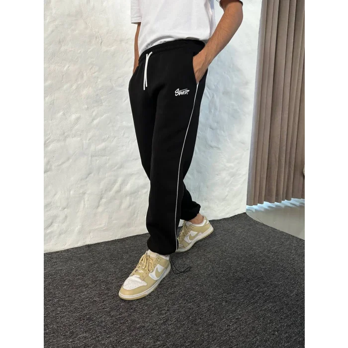 Siyah STWD Biyeli Unisex Oversize Eşofman