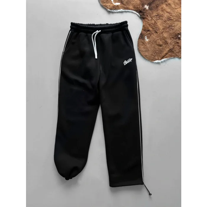 Siyah STWD Biyeli Unisex Oversize Eşofman