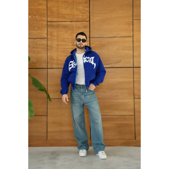 Mavi Synical Kapşonlu Unisex Oversize Sweat