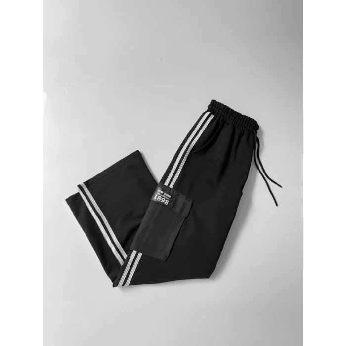 Siyah 1998 Kargo Cep Paraşüt Eşofman