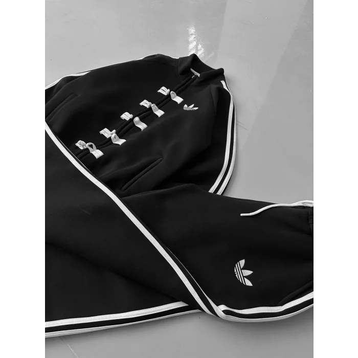 Siyah ADD Düğme Bağcıklı Oversize Eşofman Takımı