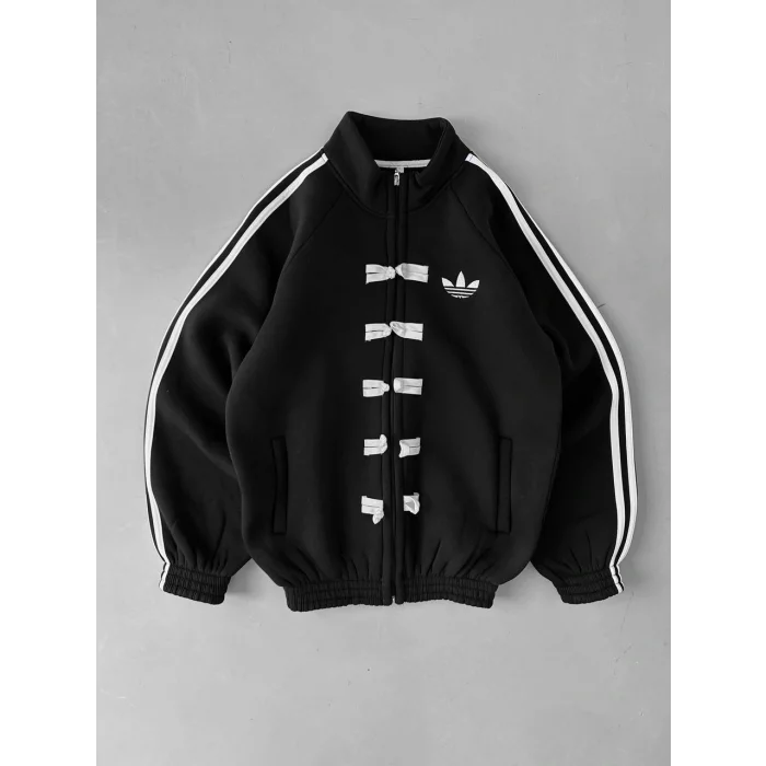 Siyah ADD Düğme Bağcıklı Oversize Eşofman Takımı