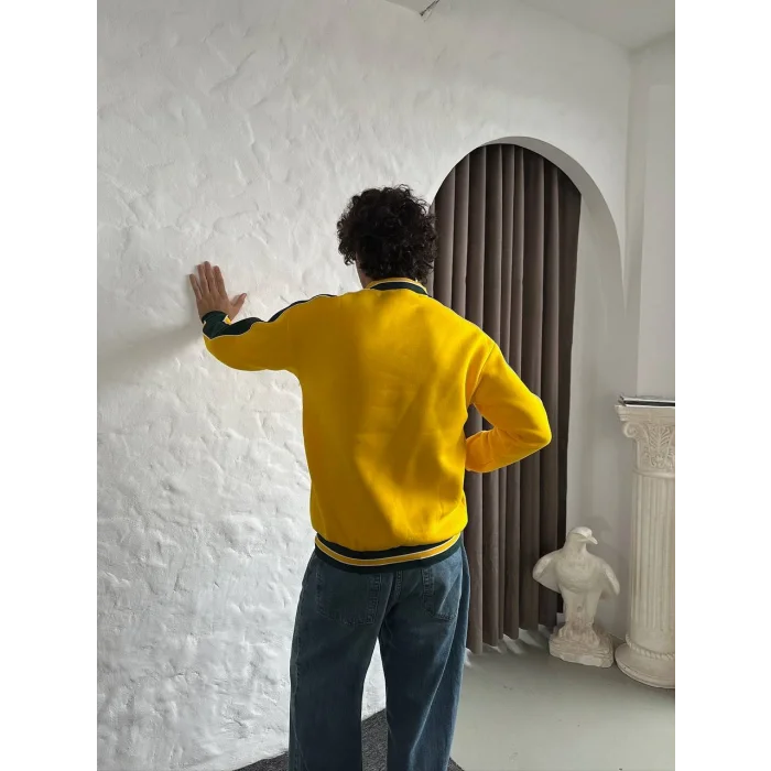 Sarı Brasil Polo Yaka Unisex Oversize Sweat