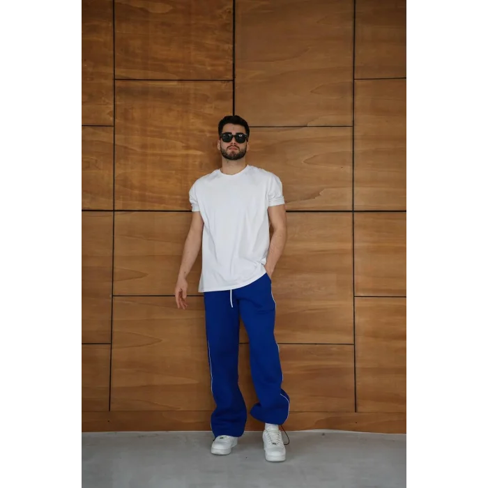 Mavi Basic Biyeli Unisex Oversize Eşofman