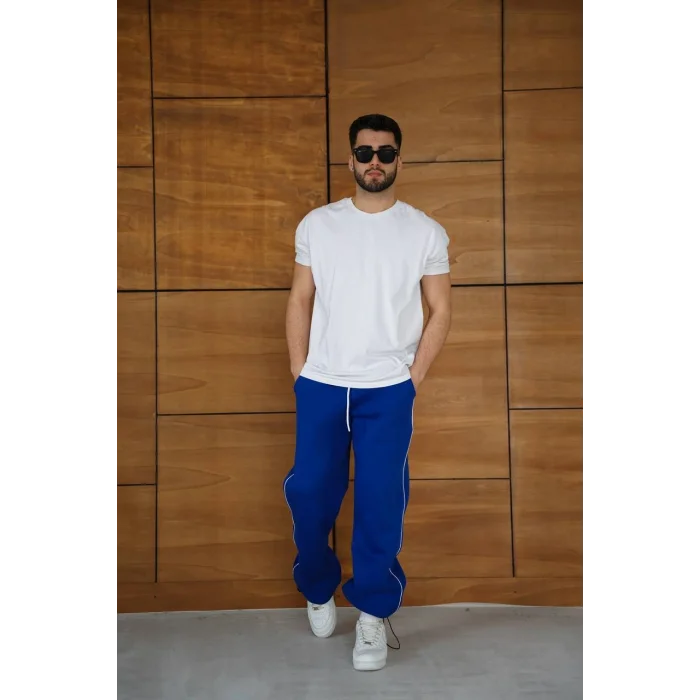 Mavi Basic Biyeli Unisex Oversize Eşofman