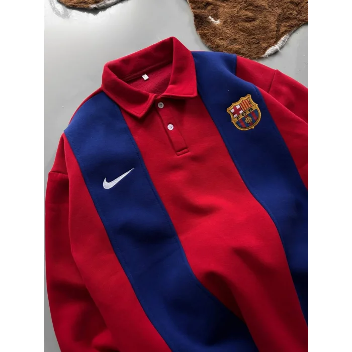 Kırmızı FCB Polo Yaka Unisex Oversize Sweat