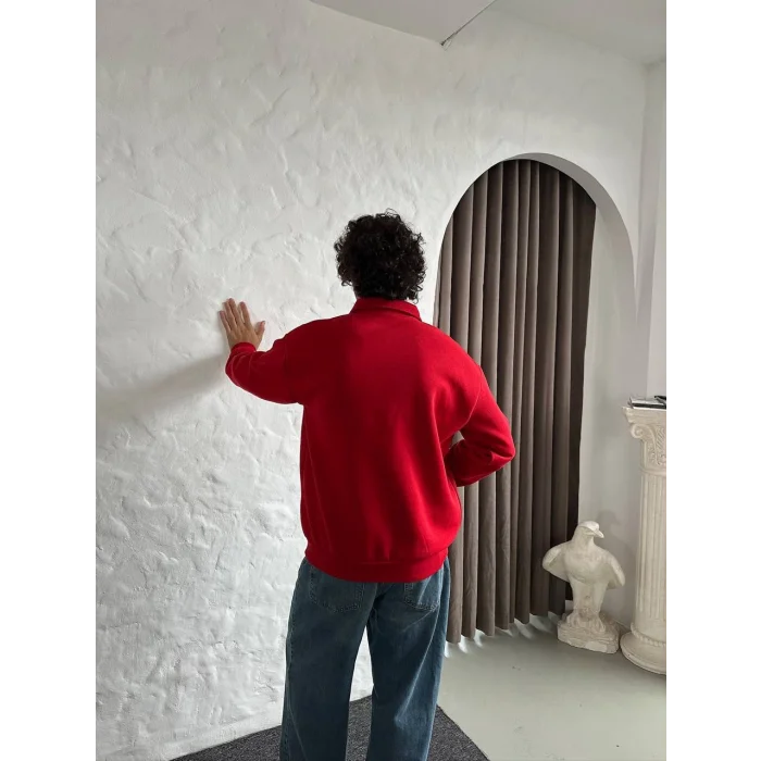 Kırmızı FCB Polo Yaka Unisex Oversize Sweat