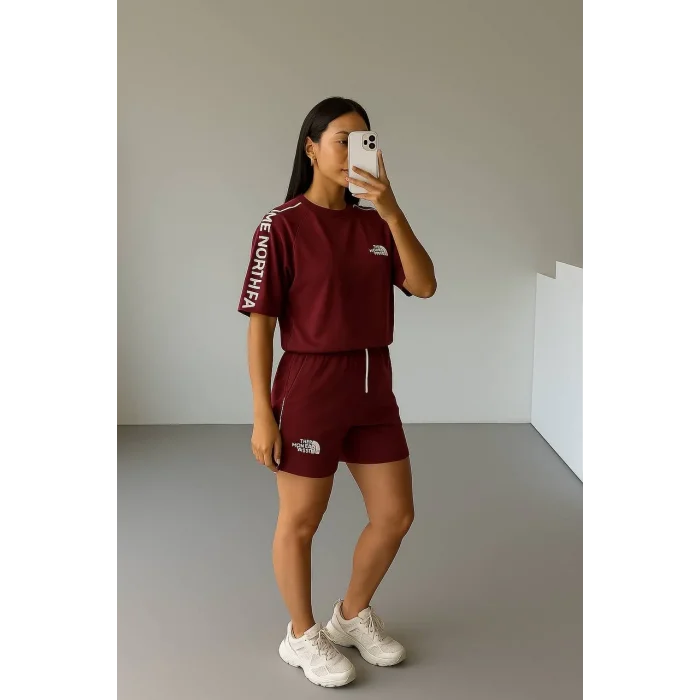 Bordo NF Oversize Unisex Şortlu Takım