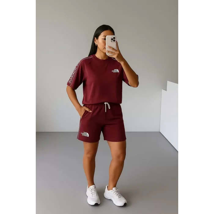 Bordo NF Oversize Unisex Şortlu Takım