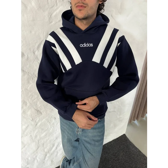 Lacivert ADD Omuz Şeritli Kapşonlu Unisex Oversize Sweat