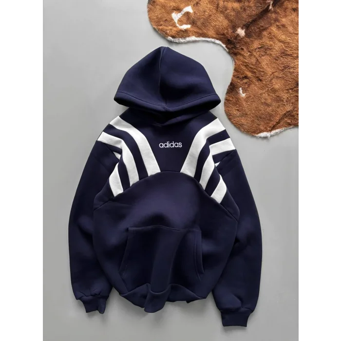 Lacivert ADD Omuz Şeritli Kapşonlu Unisex Oversize Sweat