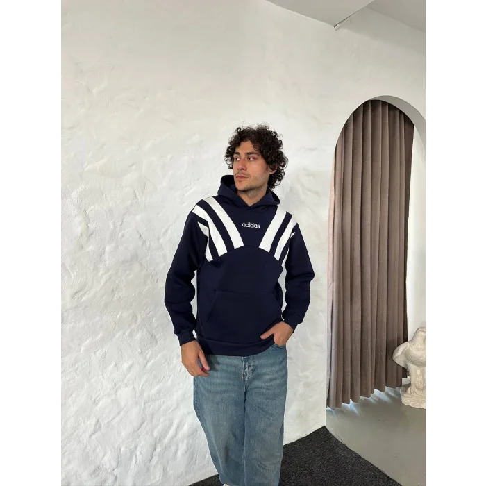 Lacivert ADD Omuz Şeritli Kapşonlu Unisex Oversize Sweat