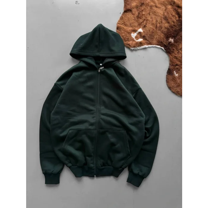 Yeşil Basic Kapşonlu Unisex Oversize Sweat