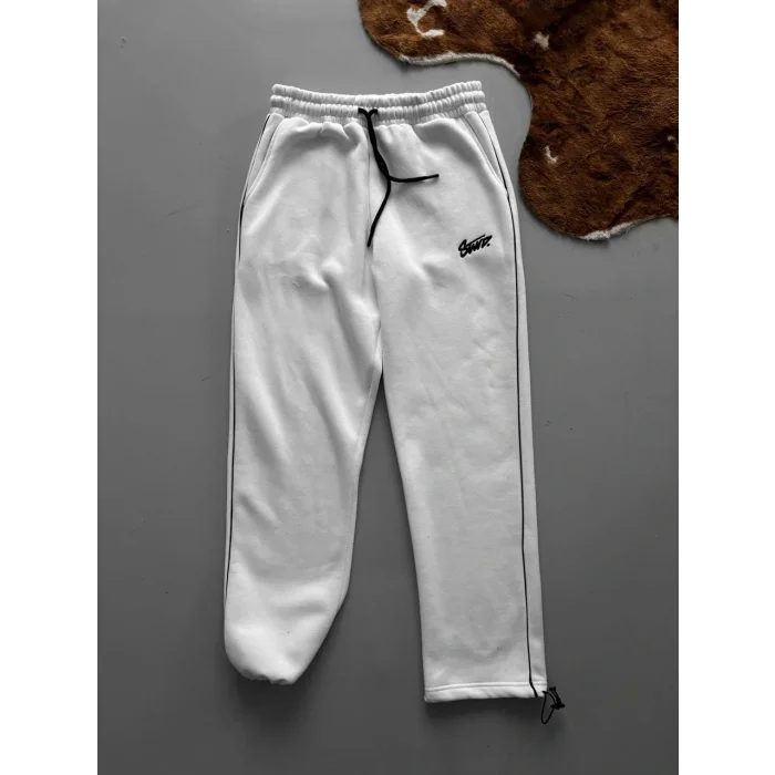 Beyaz STWD Biyeli Unisex Oversize Eşofman