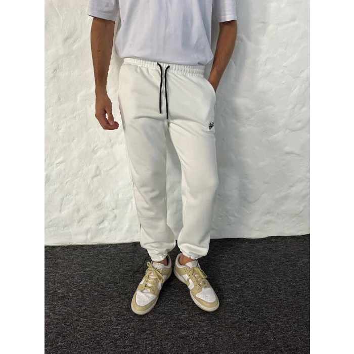 Beyaz STWD Biyeli Unisex Oversize Eşofman