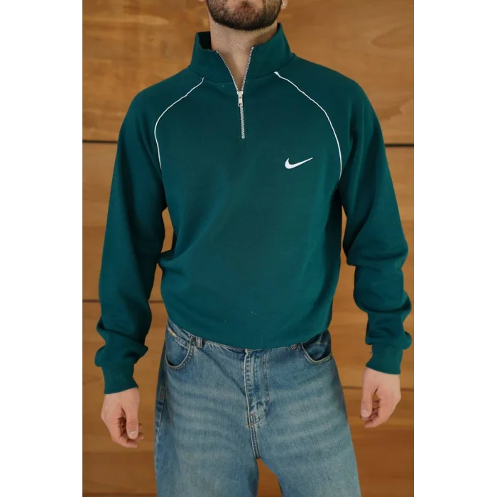 Yeşil NK Omuz Biyeli Fermuar Yaka Unisex Oversize Sweat