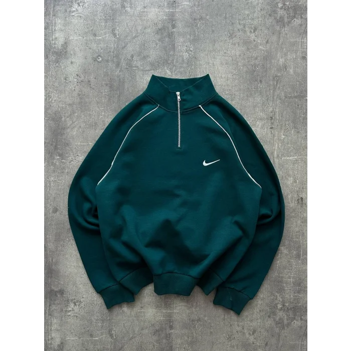 Yeşil NK Omuz Biyeli Fermuar Yaka Unisex Oversize Sweat