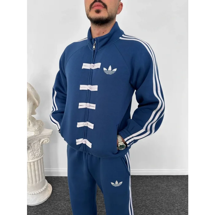 Mavi ADD Düğme Bağcıklı Oversize Eşofman Takımı