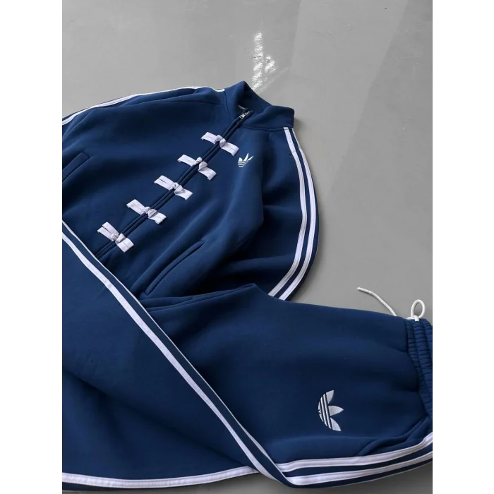 Mavi ADD Düğme Bağcıklı Oversize Eşofman Takımı