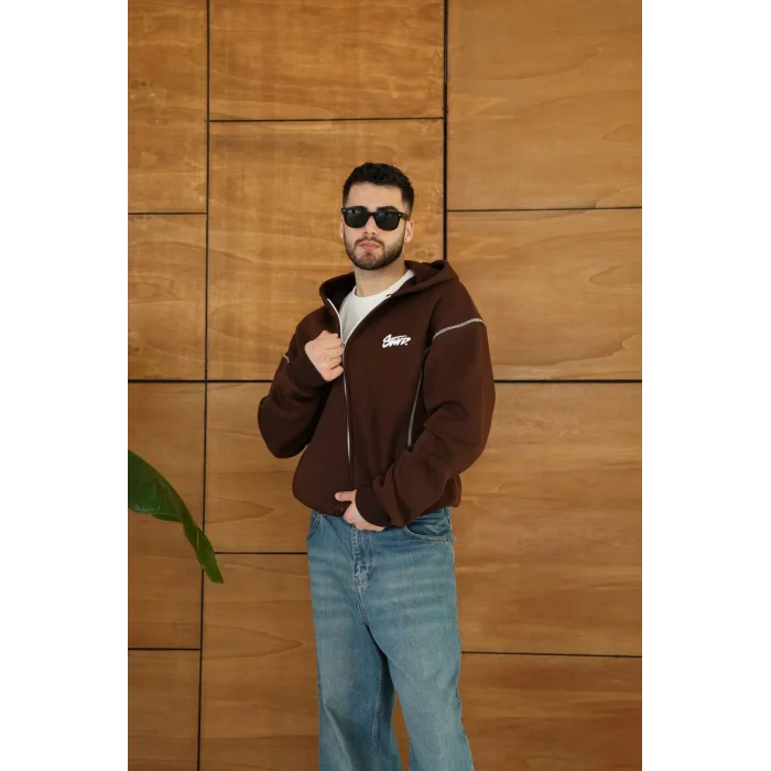 Kahve STWD Kapşonlu Unisex Oversize Sweat