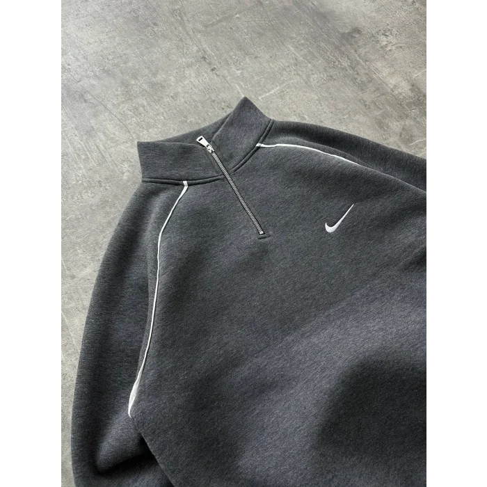 Antrasit ADD Fermuar Yaka Unisex Oversize Sweat