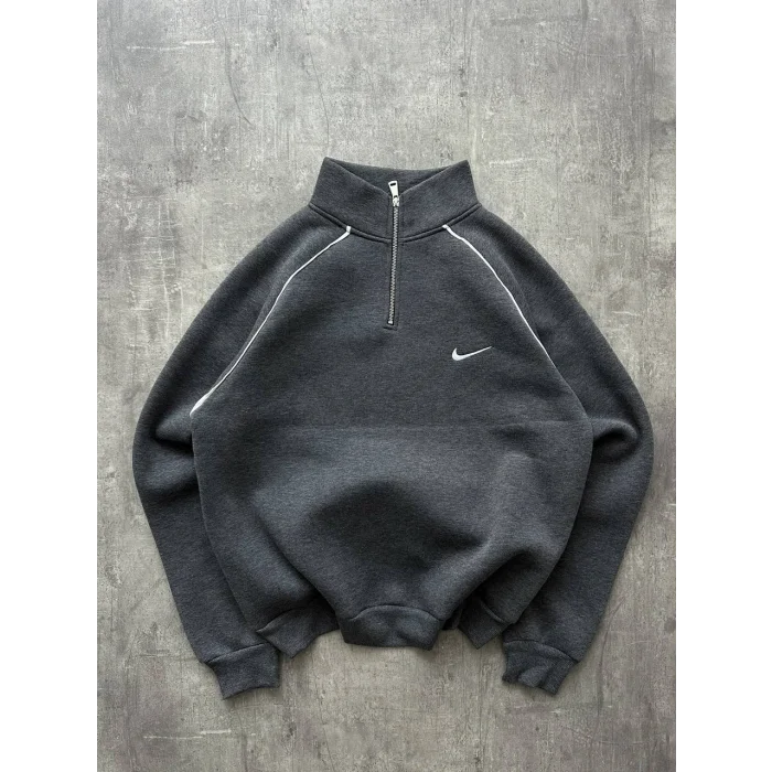 Antrasit ADD Fermuar Yaka Unisex Oversize Sweat