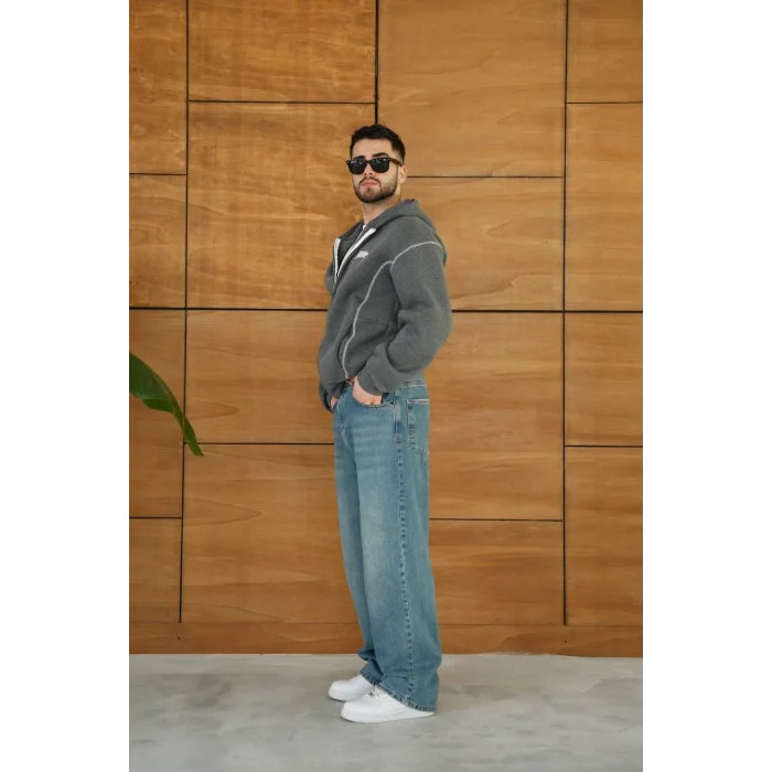 Antrasit STWD Kapşonlu Unisex Oversize Sweat