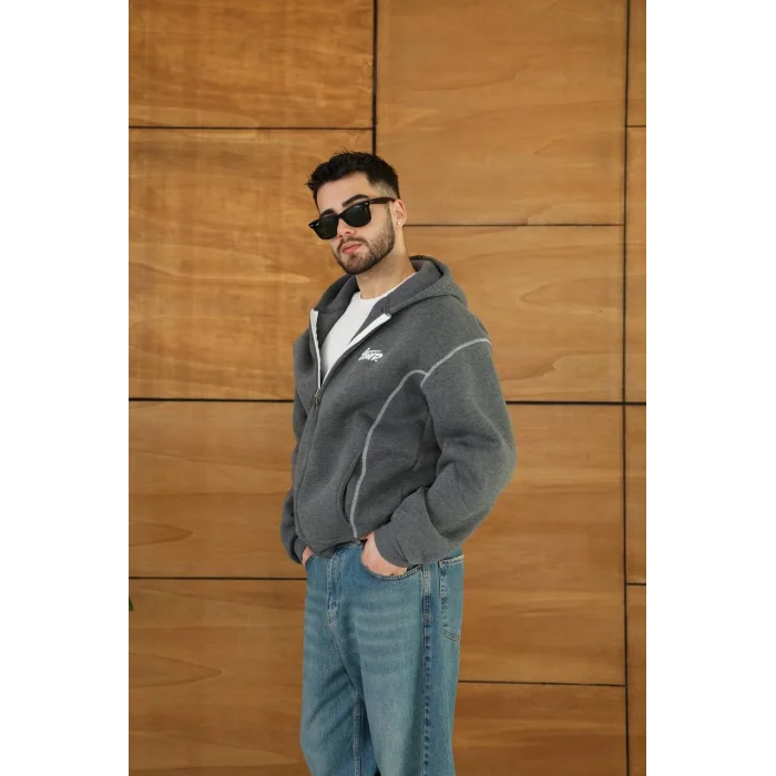 Antrasit STWD Kapşonlu Unisex Oversize Sweat