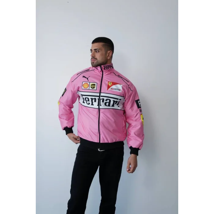 Pembe Ferrari İçi Astarlı Bumber Ceket