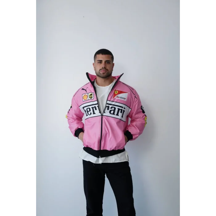 Pembe Ferrari İçi Astarlı Bumber Ceket
