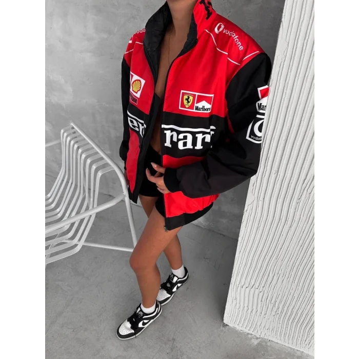 Kırmızı Ferrari İçi Astarlı Bumber Ceket