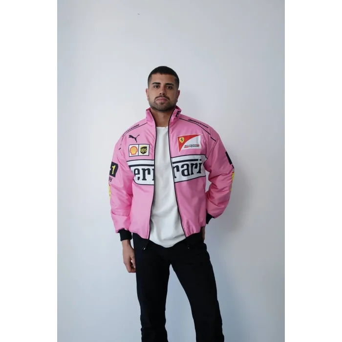 Pembe Ferrari İçi Astarlı Bumber Ceket