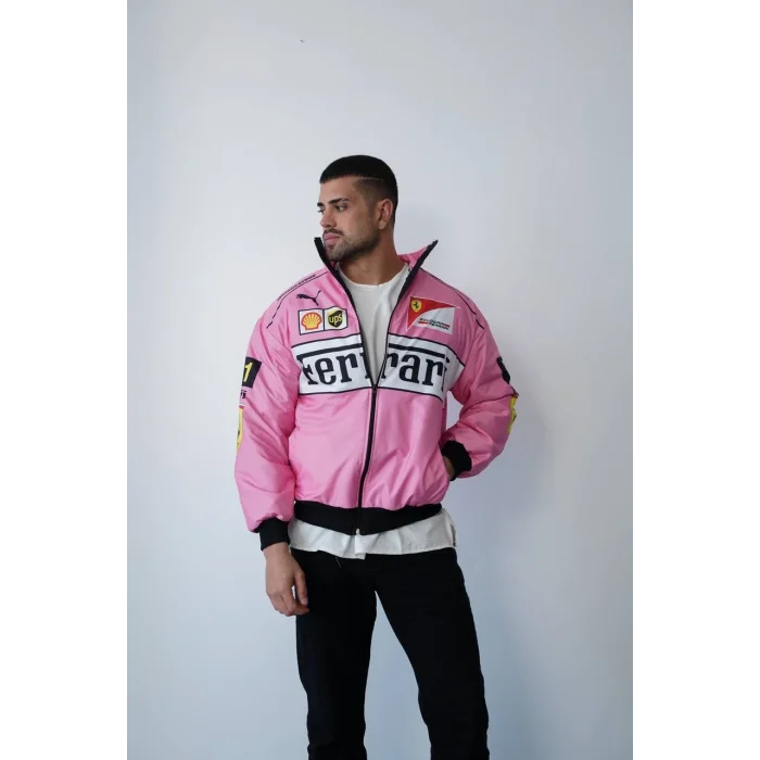 Pembe Ferrari İçi Astarlı Bumber Ceket