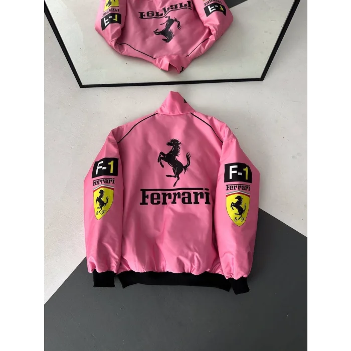 Pembe Ferrari İçi Astarlı Bumber Ceket