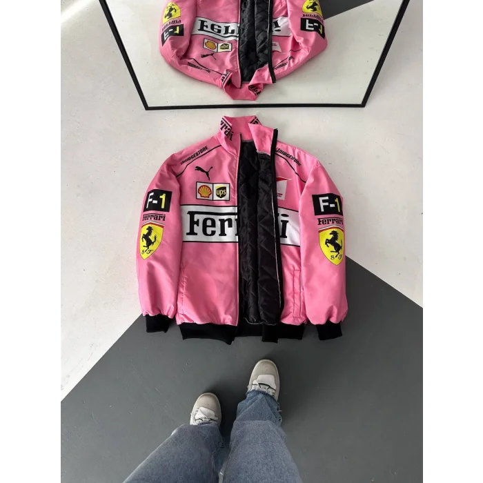 Pembe Ferrari İçi Astarlı Bumber Ceket