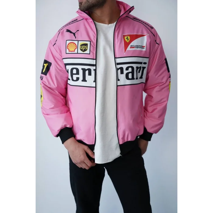 Pembe Ferrari İçi Astarlı Bumber Ceket