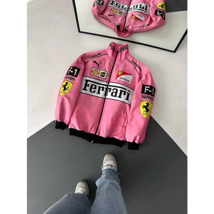 Pembe Ferrari İçi Astarlı Bumber Ceket