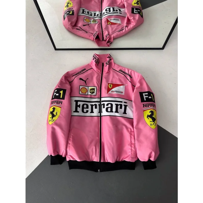 Pembe Ferrari İçi Astarlı Bumber Ceket