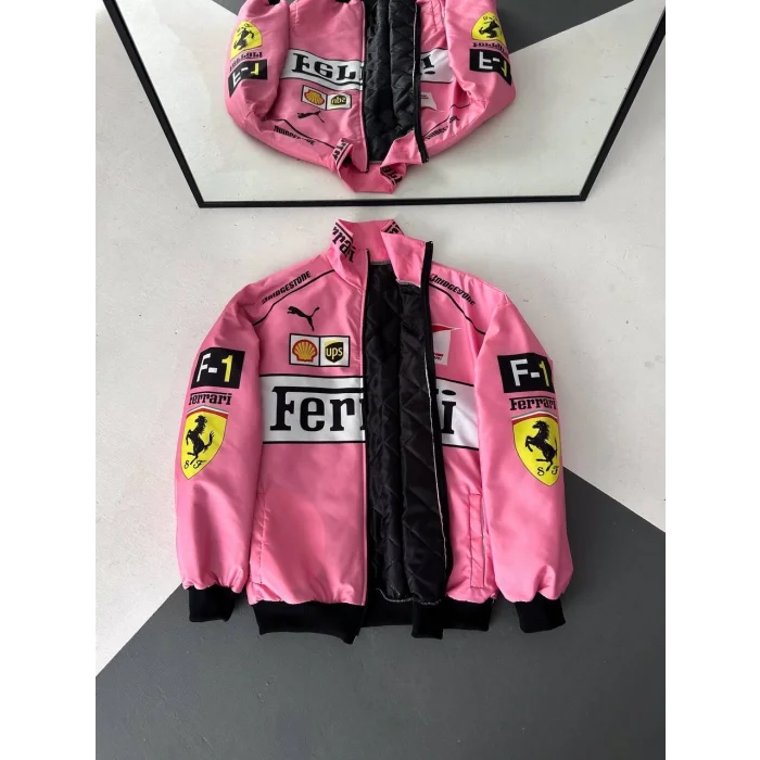 Pembe Ferrari İçi Astarlı Bumber Ceket