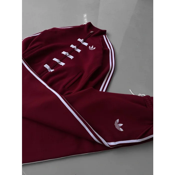 Bordo ADD Düğme Bağcıklı Oversize Eşofman Takımı