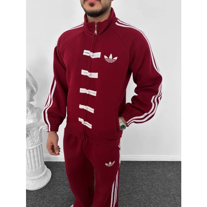 Bordo ADD Düğme Bağcıklı Oversize Eşofman Takımı