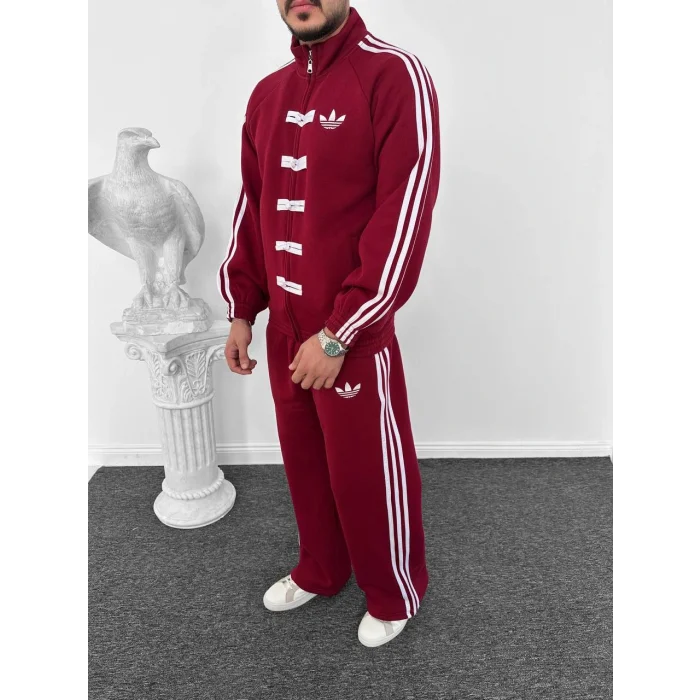Bordo ADD Düğme Bağcıklı Oversize Eşofman Takımı