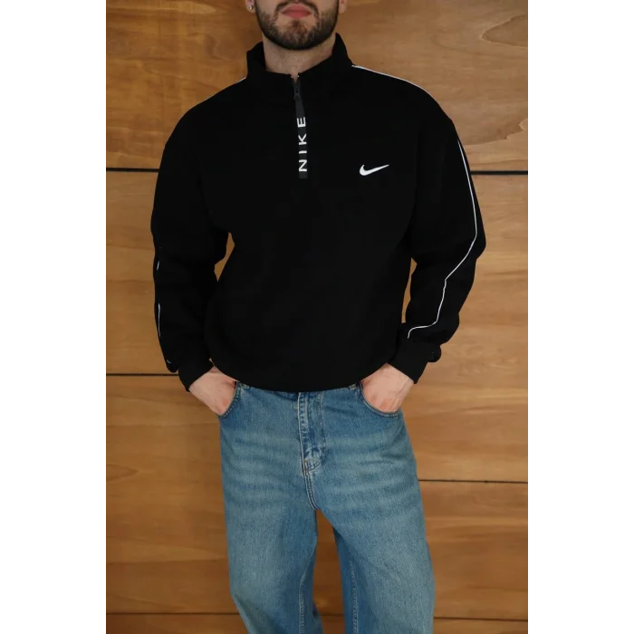 Siyah NK Kol Biyeli Unisex Oversize Sweat